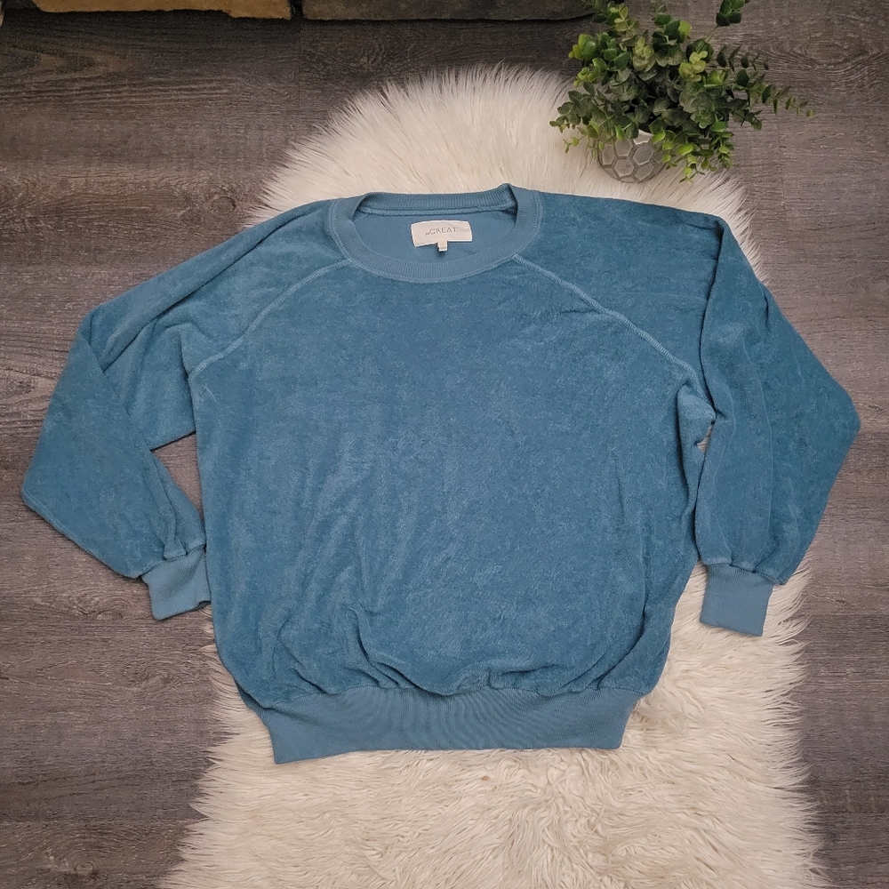 THE GREAT. Micro Terry pullover sweatshirt size 1